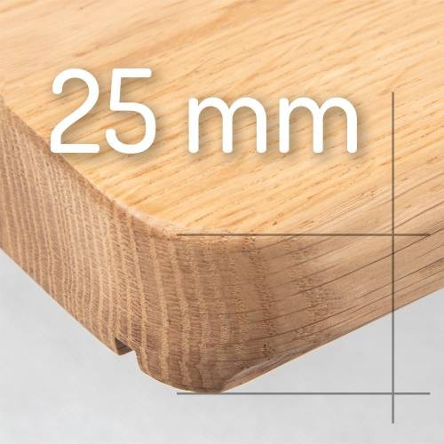 Parapety drewniane dębowe wewnętrzne grubość 25 mm